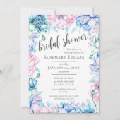 ウォーターカラーフローラ素朴ファームハウスブライダルシャワー 招待状 (正面)