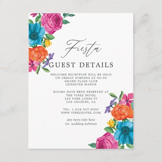 ウォーターカラーフローラ結婚フィエスタズゲスト詳細 エンクロージャーカード (正面)