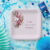 ウォーターカラーフローラ結婚ブーケ紙プレート ペーパープレート (パーティー)