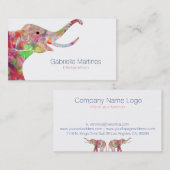 ウォーターカラーフローラ象イラストレーション 名刺 (正面/裏面)