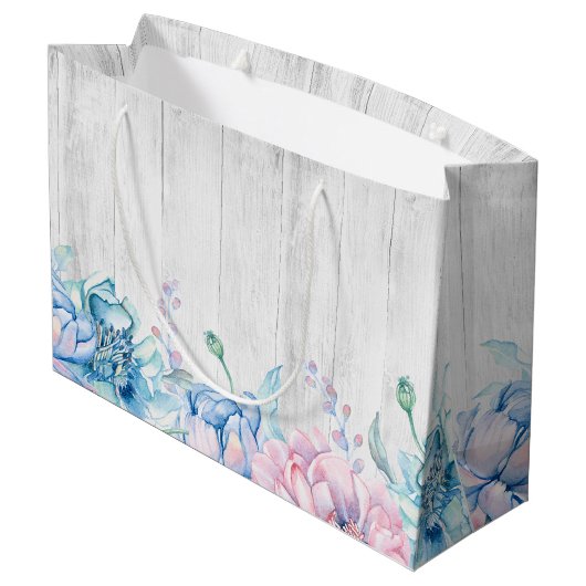 ウォーターカラーフローラ&ウッド素朴ファームハエレガントウス ラージペーパーバッグ (裏面アングル)