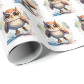 ウォーターカラーフールスアイススケートで滑る ラッピングペーパー (ロールコーナー)