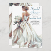 ウォーターカラーブライドブライダルシャワー 招待状 (正面/裏面)