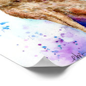 ウォーターカラーブラウンヘアポートレートプリント ポスター (角)