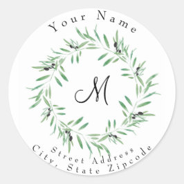 ウォーターカラーブラックオリーブリース住所 シール