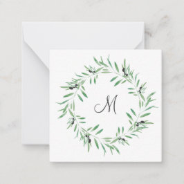 ウォーターカラーブラックオリーブリース ノートカード