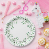 ウォーターカラーブラックオリーブリース ペーパープレート (パーティー)