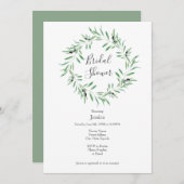 ウォーターカラーブラックオリーブリース 招待状 (正面/裏面)