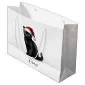 ウォーターカラーブラックキャットインフェスティバルサンタハット抱き枕 ラージペーパーバッグ (正面アングル)