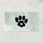 ウォーターカラーブラックグリーンペットシッターグルーミングポー 名刺 (裏面)