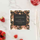 ウォーターカラーブラックテラコッタフローラ秋の結婚式 スタンダードカクテルナプキン (インサイチュ)