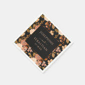 ウォーターカラーブラックテラコッタフローラ秋の結婚式 スタンダードカクテルナプキン (角)