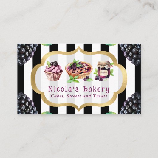 ウォーターカラーブラックベリーケーキとジャムベーカリー 名刺 (正面)