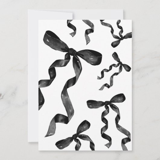 ウォーターカラーブラックボウ誕生日招待状 招待状 (裏面)