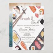 ウォーターカラーブランチ&すしブライダルシャワー 招待状 (正面/裏面)