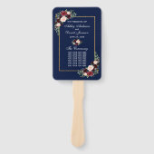 ウォーターカラーブルガンディブルーフローラ結婚式 プログラム ハンドファン (正面)