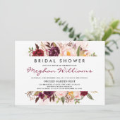 ウォーターカラーブルガンディレッドフローラボホブライダルシャワー 招待状 (スタンド正面)