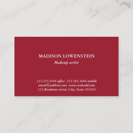 ウォーターカラーブルグンディレッドローズフローラ 名刺 (裏面)