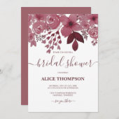 ウォーターカラーブルゴーニュフローラブライダルシャワー 招待状 (正面/裏面)