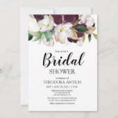 ウォーターカラーブルゴーニュフローラブライダルシャワー 招待状 (正面)