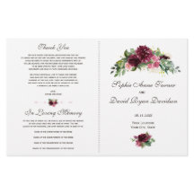 ウォーターカラーブルゴーニュフローラブーケ結婚式 プログラム