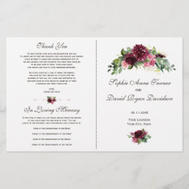 ウォーターカラーブルゴーニュフローラブーケ結婚式 プログラム