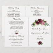 ウォーターカラーブルゴーニュフローラブーケ結婚式 プログラム (正面/裏面)