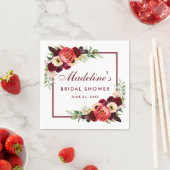 ウォーターカラーブルゴーニュフローラボホブライダルシャワー スタンダードカクテルナプキン (インサイチュ)