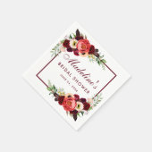 ウォーターカラーブルゴーニュフローラボホブライダルシャワー スタンダードカクテルナプキン (角)