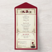 ウォーターカラーブルゴーニュレッドローズ結婚式招待状 オールインワン招待状 (内側)