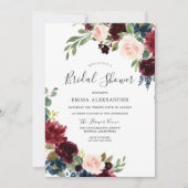 ウォーターカラーブルゴーニュ&赤面ブライダルシャワー招待状 招待状 (正面)