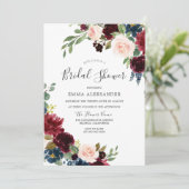 ウォーターカラーブルゴーニュ&赤面ブライダルシャワー招待状 招待状 (スタンド正面)