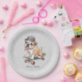 ウォーターカラーブルドッグ紙プレート ペーパープレート (パーティー)