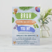 ウォーターカラーブルボーイプールパーティー誕生日 招待状 (スタンド正面)