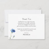 ウォーターカラーブルーの花のつる 正教会の洗礼 サンキューカード (正面)
