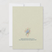 ウォーターカラーブルーの花のクロスイースターオープンハウス 招待状 (裏面)