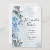ウォーターカラーブルーの花の至福に恋して 招待状 (正面)