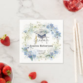 ウォーターカラーブルーの花冠 卒業パーティー スタンダードカクテルナプキン (インサイチュ)