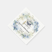 ウォーターカラーブルーの花冠 卒業パーティー スタンダードカクテルナプキン (角)