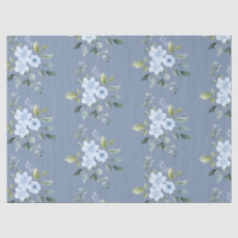 ウォーターカラーブルーの花柄ウェディングラッピングペーパー 薄葉紙