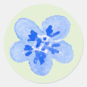 ウォーターカラーブルーの花 ラウンドシール (正面)