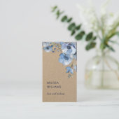 ウォーターカラーブルーの花|QRコード・ラスティック 名刺 (スタンド正面)
