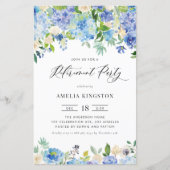 ウォーターカラーブルーアジサイのリタイア招待状 (正面)