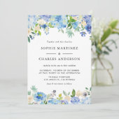 ウォーターカラーブルーアジサイフローラガーランド結婚ズ 招待状 (スタンド正面)