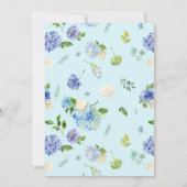 ウォーターカラーブルーアジサイフローラガーランド結婚ズ 招待状 (裏面)