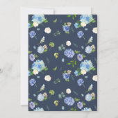 ウォーターカラーブルーアジサイフローラガーランド結婚ズ 招待状 (裏面)