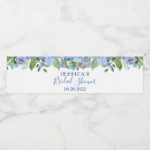 ウォーターカラーブルーアジサイフローラブライダルシャワー ペットボトルラベル (シングルラベル)