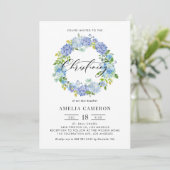 ウォーターカラーブルーアジサイリース《キリスト教》洗礼式や命名式 招待状 (スタンド正面)