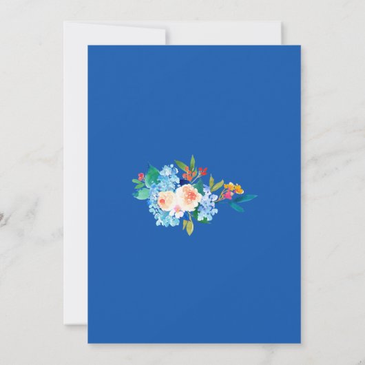 ウォーターカラーブルーアジサイ結婚式招待状 招待状 (裏面)