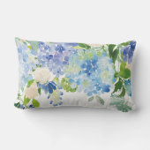 ウォーターカラーブルーアジサイ花装飾用クッション ランバークッション (裏面)